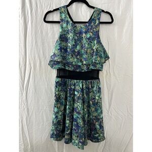Princess‎ Vera Wang Watercolor Multi-color Sheer Midriff Tank Mini Dress Size 1
